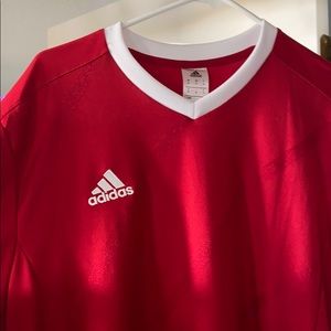 Red adidas athletic tee